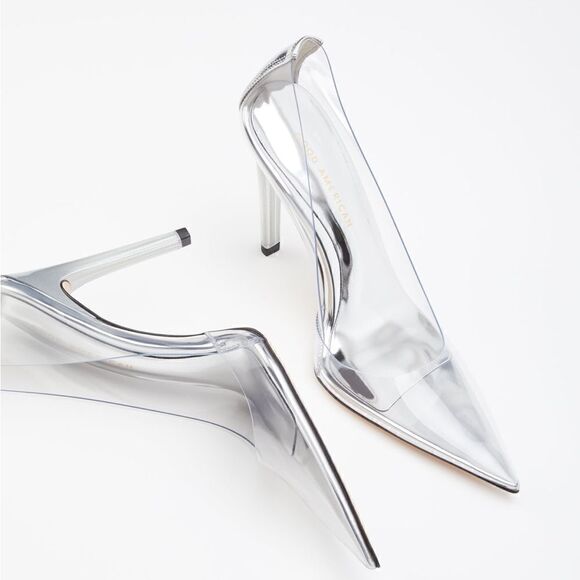 NEW GOOD AMERICAN CINDER-F*CKING-RELLA PUMP in Glass - Picture 4 of 12